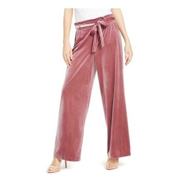 Inc Velvet Wide-Leg Paperbag Pants - Picture 1 of 1